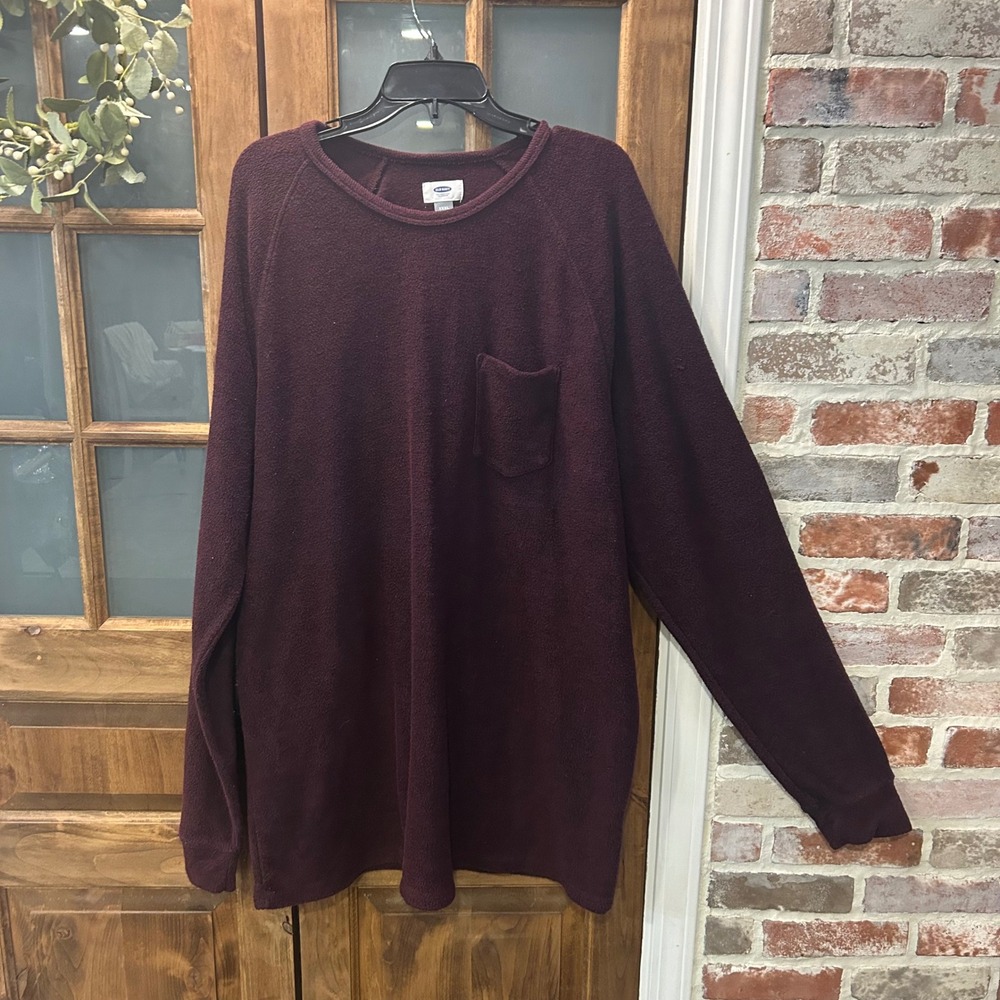 Old Navy Burgundy Sweatshirt 3XL Tall ‎ Fleece Long Sleeve Pocket Casual